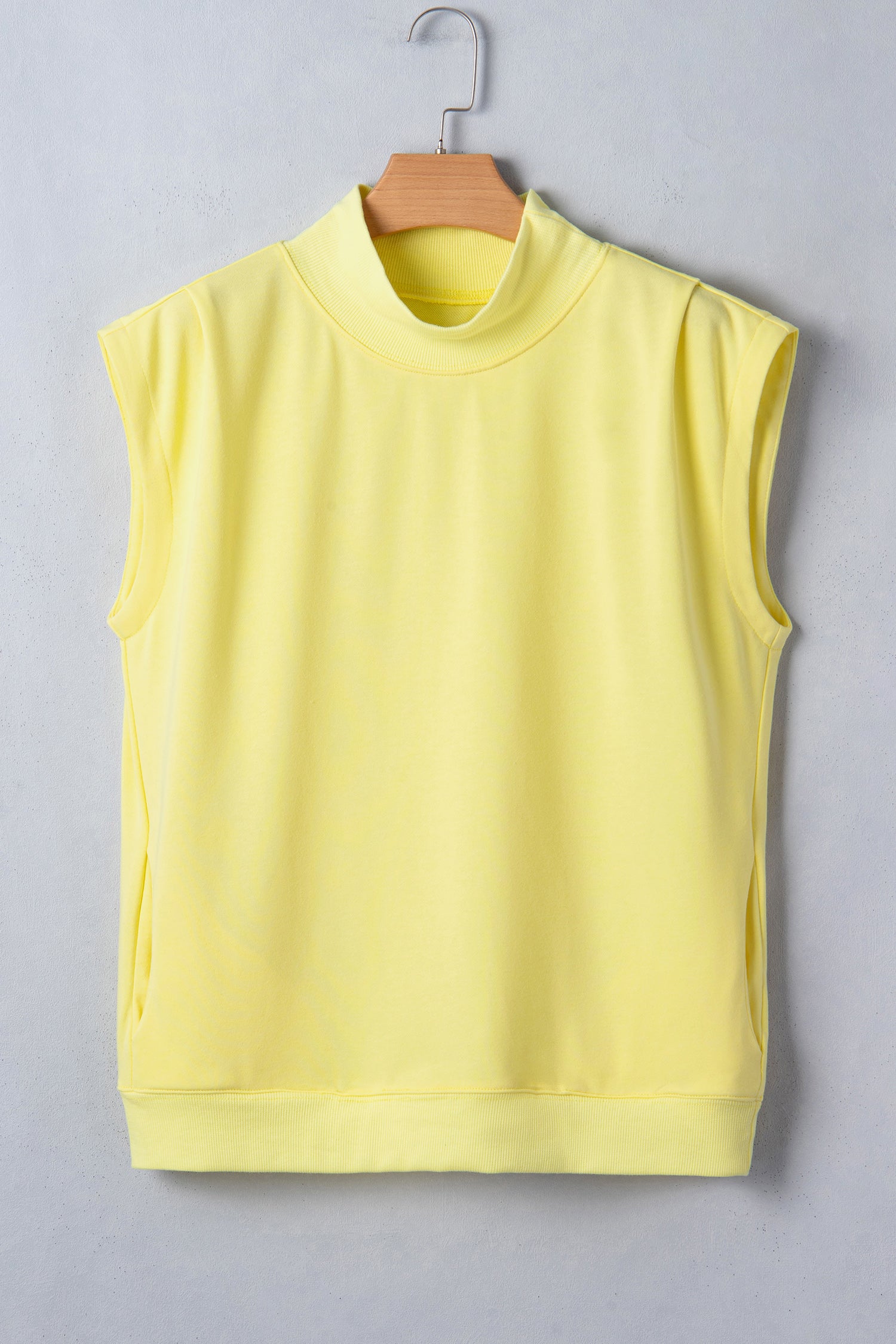White Solid Color High Neck Cap Sleeve Loose Top
