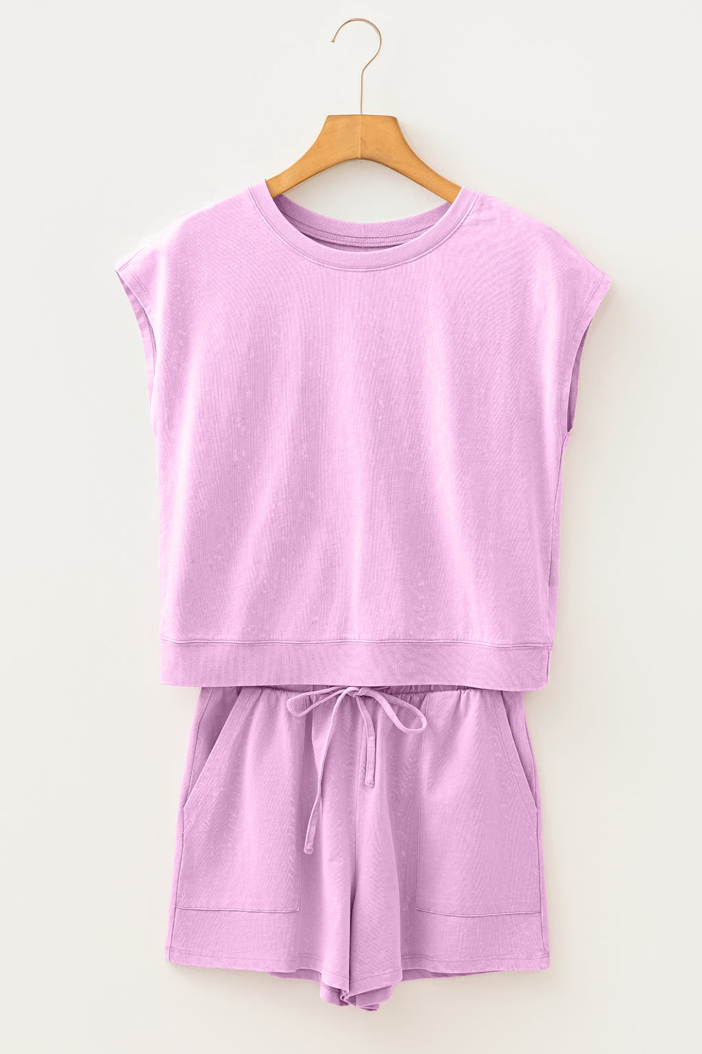 Rose Red Mineral Wash Cotton Short Set