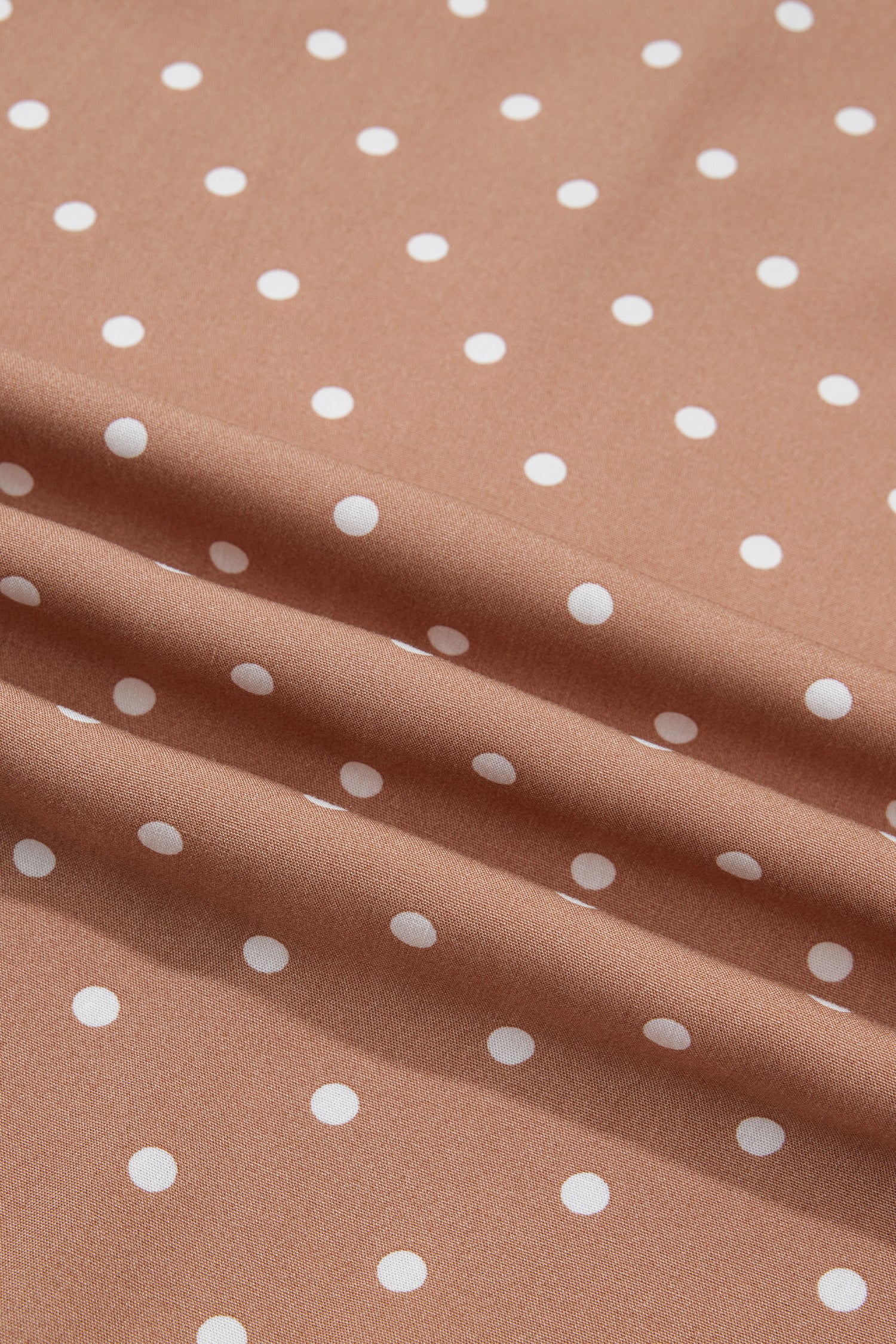 Brown Polka Dot Lace Hem Elegant Long Shift Skirt