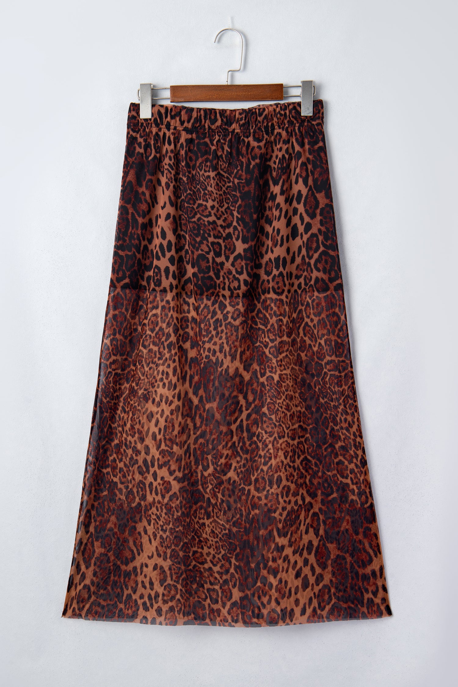 Brown Leopard Sheer Maxi Skirt