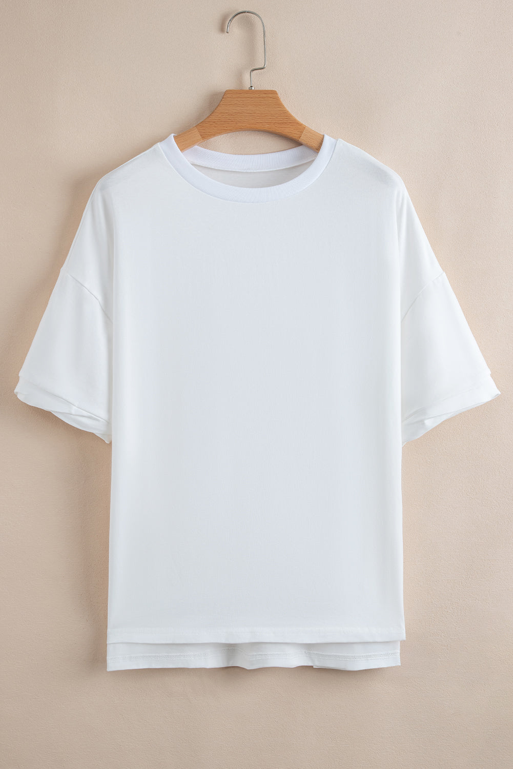 Black Loose Half Sleeve Hi Low Hem T Shirt