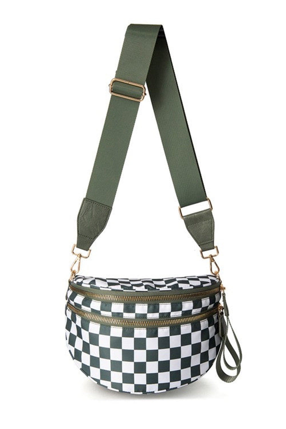 White Animal Spots Print Wide Strap Large Crossbody Bag