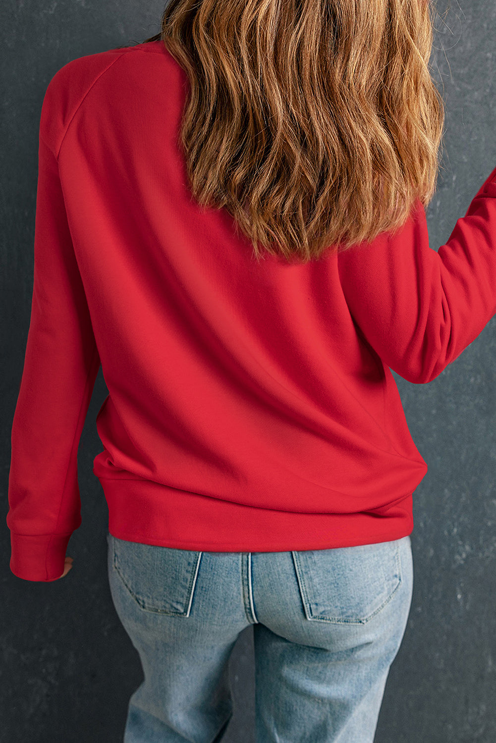 Green Solid Round Neck Raglan Sleeve Sweatshirt