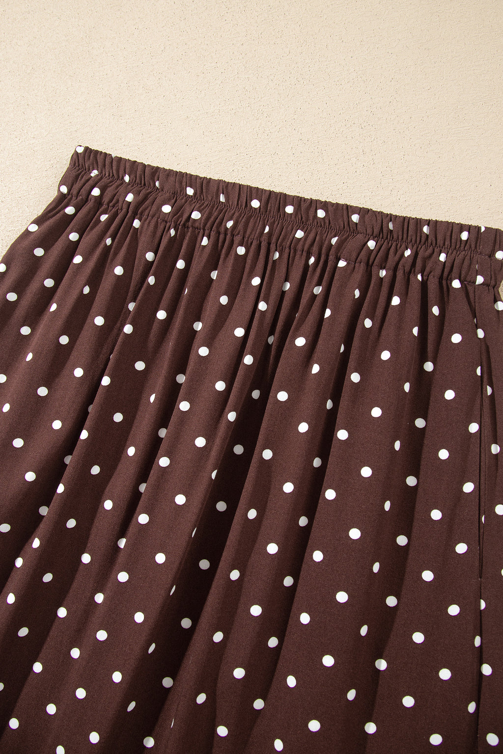 Brown Polka Dot Lace Hem Elegant Long Shift Skirt