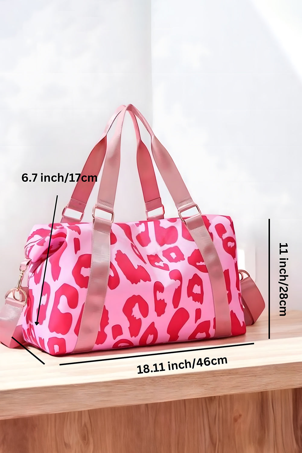 Color black Leopard Print Large Travel Bag