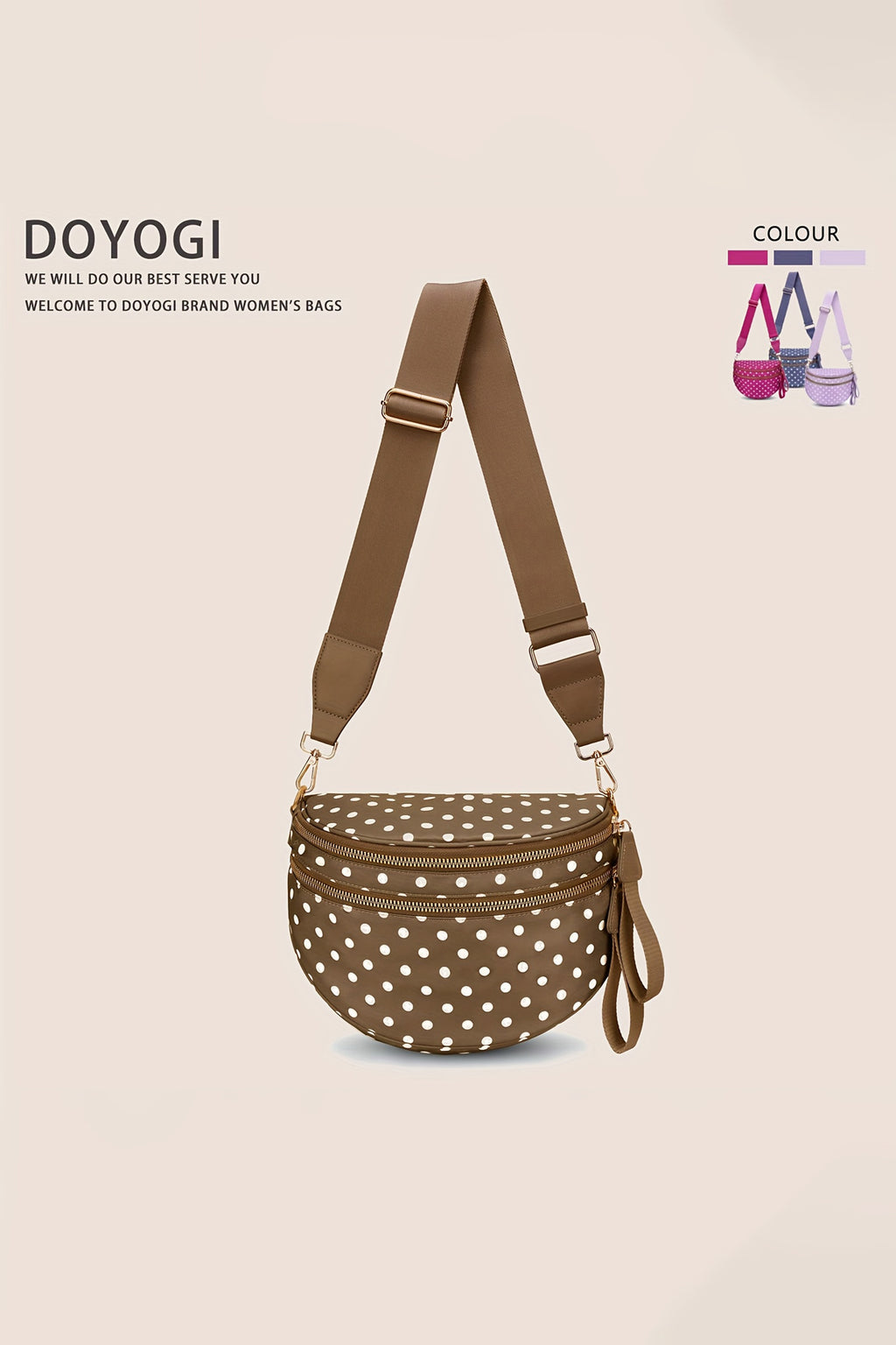 Medium Grey Abstract Print Double Zip Fashion Crossbody Bag