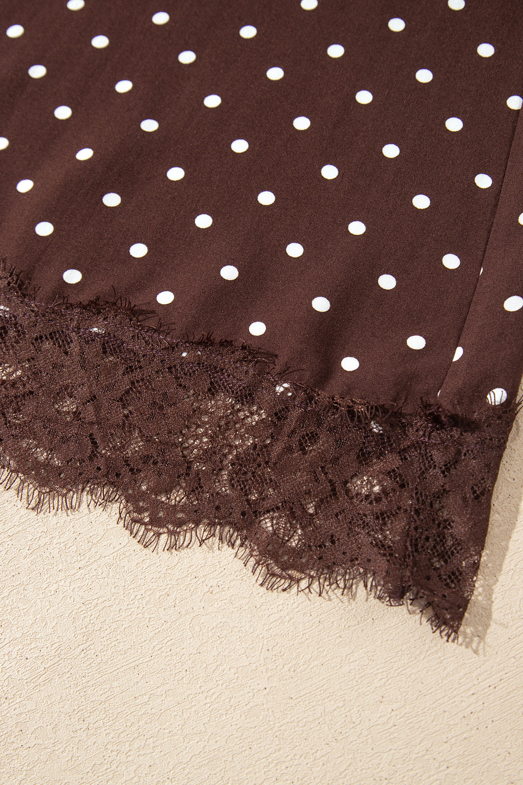 Brown Polka Dot Lace Hem Elegant Long Shift Skirt