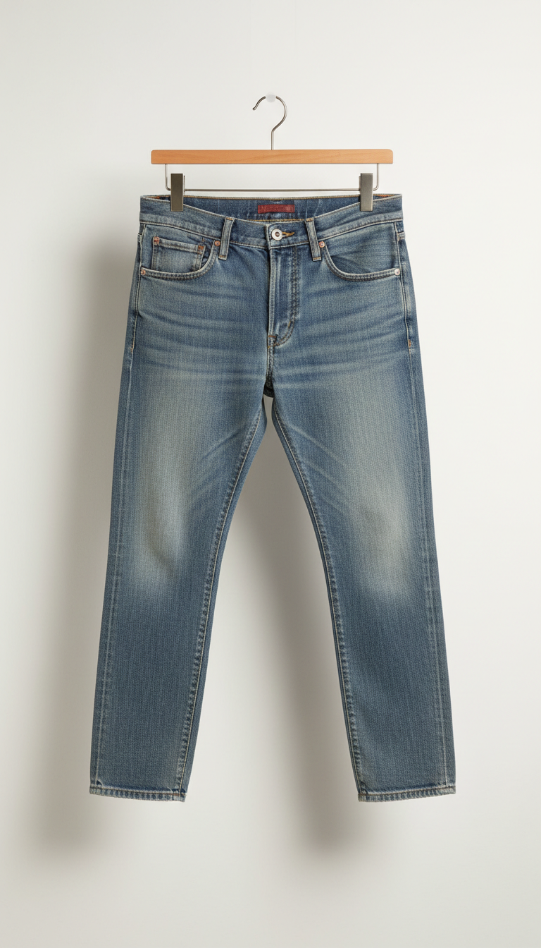 Soft-wash denim jeans mid-rise