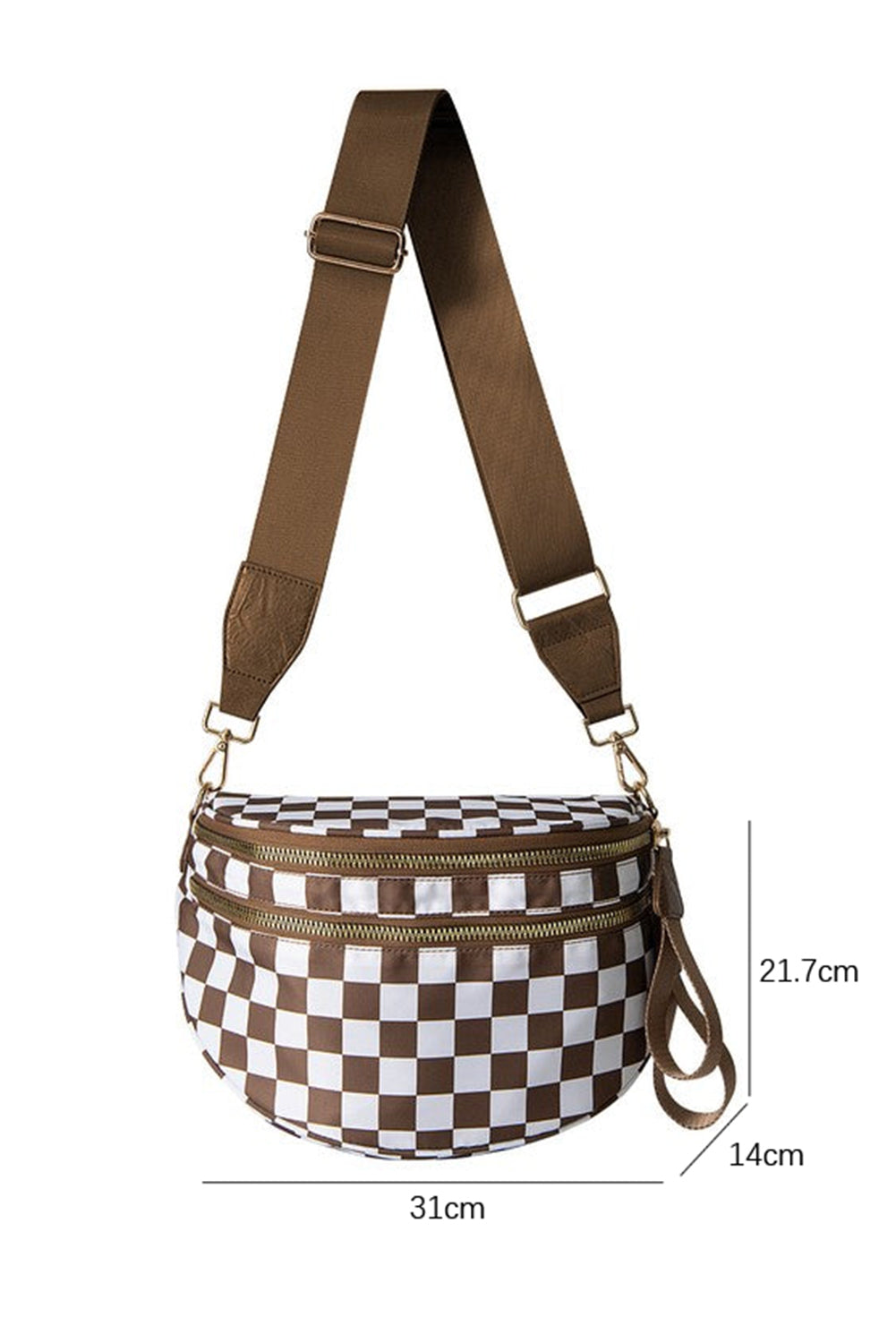 White Animal Spots Print Wide Strap Large Crossbody Bag