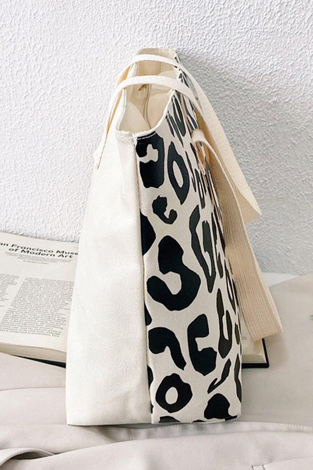 Black Leopard Print Canvas Tote Bag