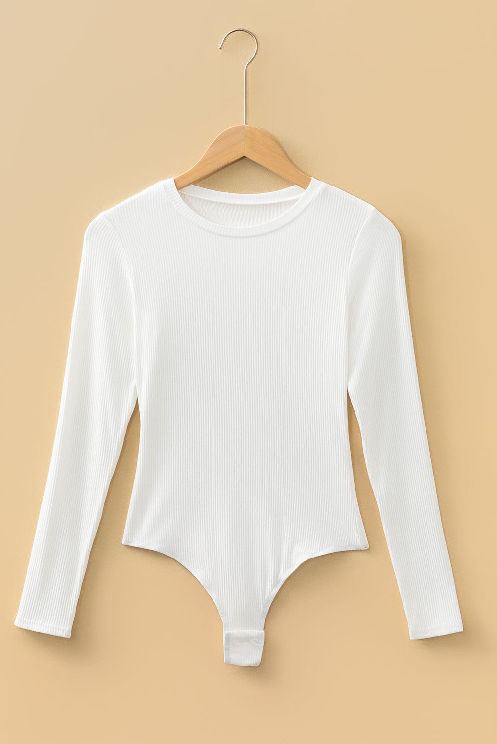 Dearlovers Black Ribbed Long Sleeve Crew Neck Solid Color Bodysuit