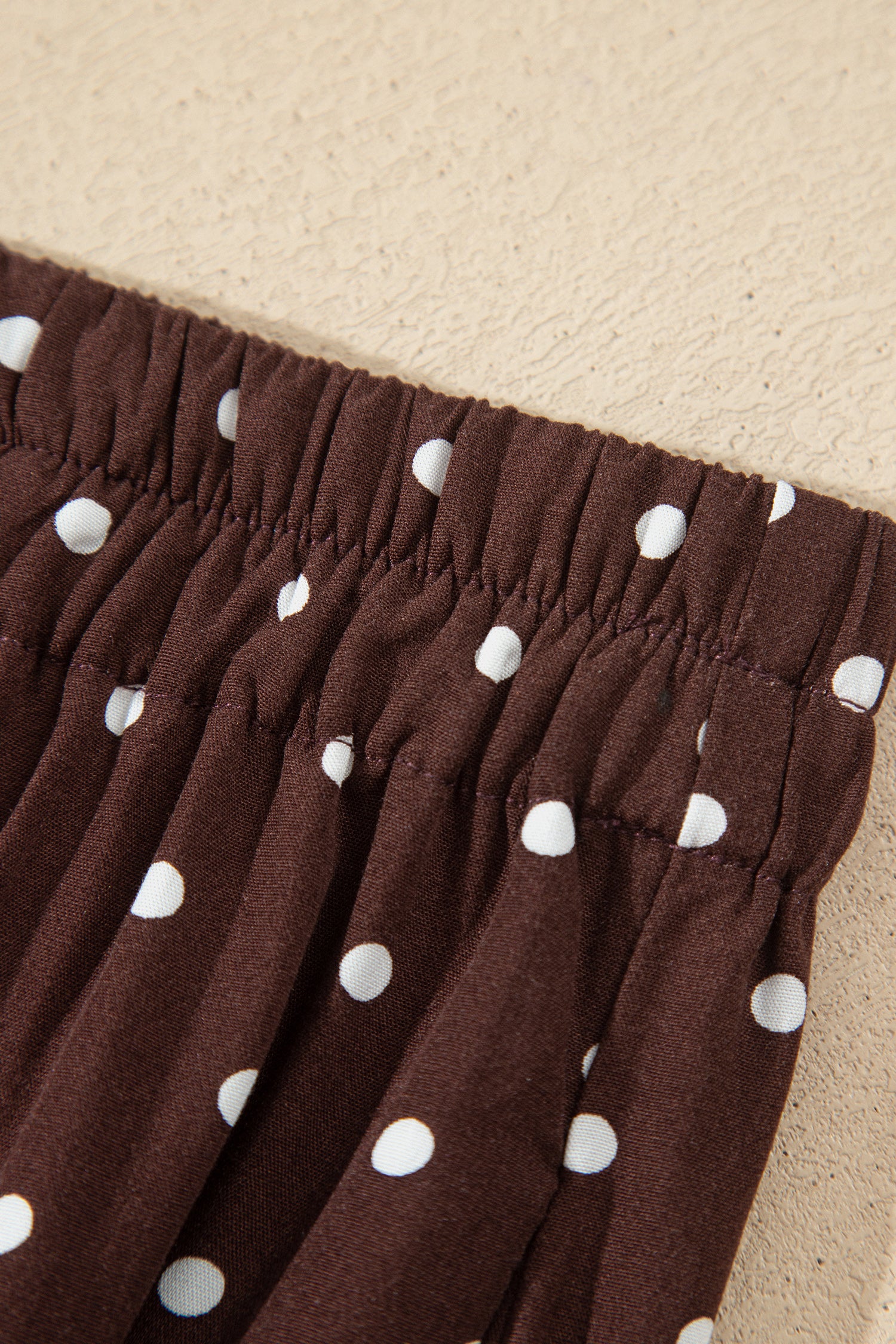 Brown Polka Dot Lace Hem Elegant Long Shift Skirt