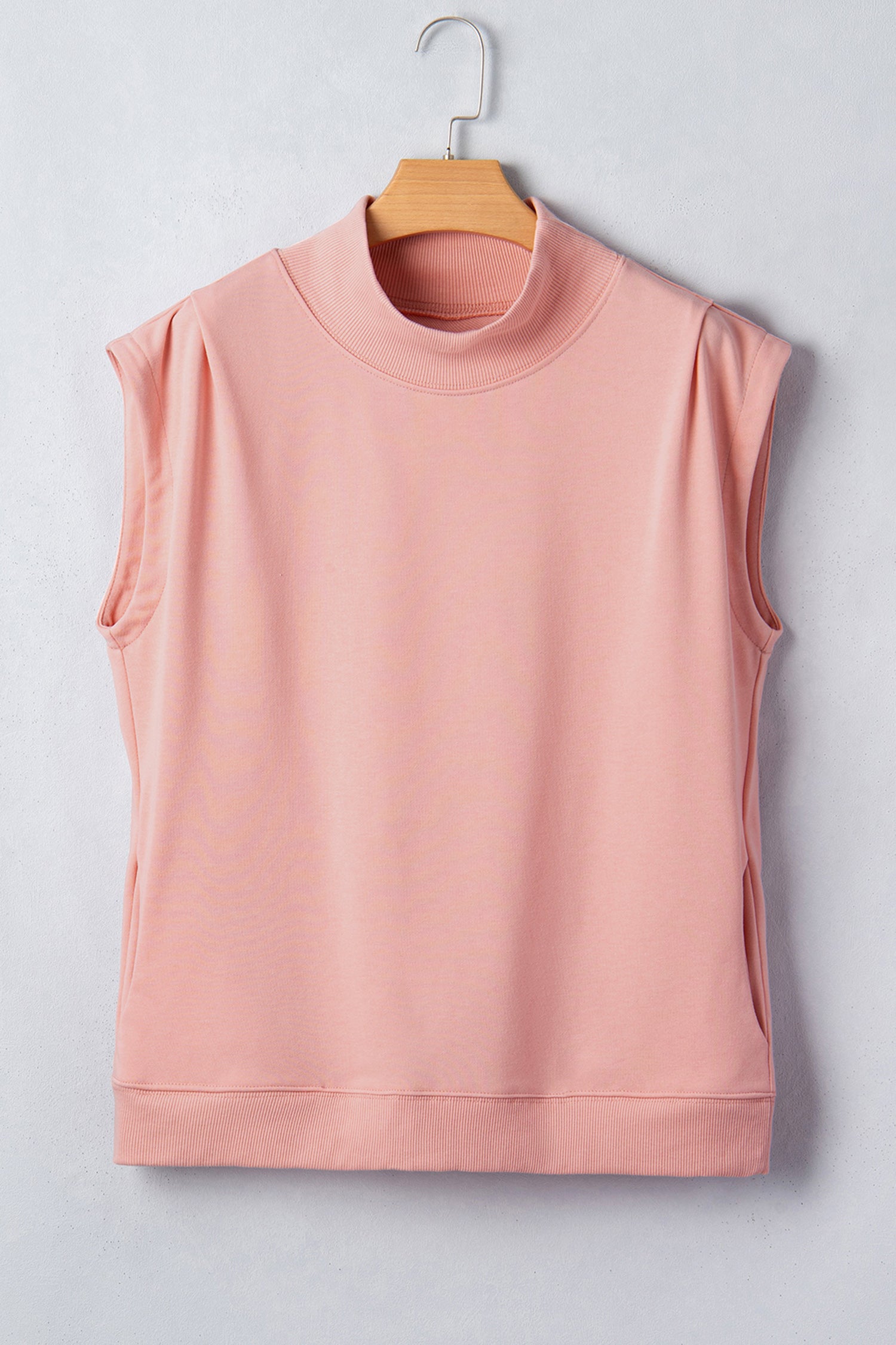 White Solid Color High Neck Cap Sleeve Loose Top