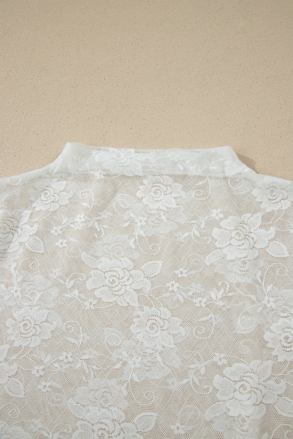 White Sheer Lace Round Neck T Shirt
