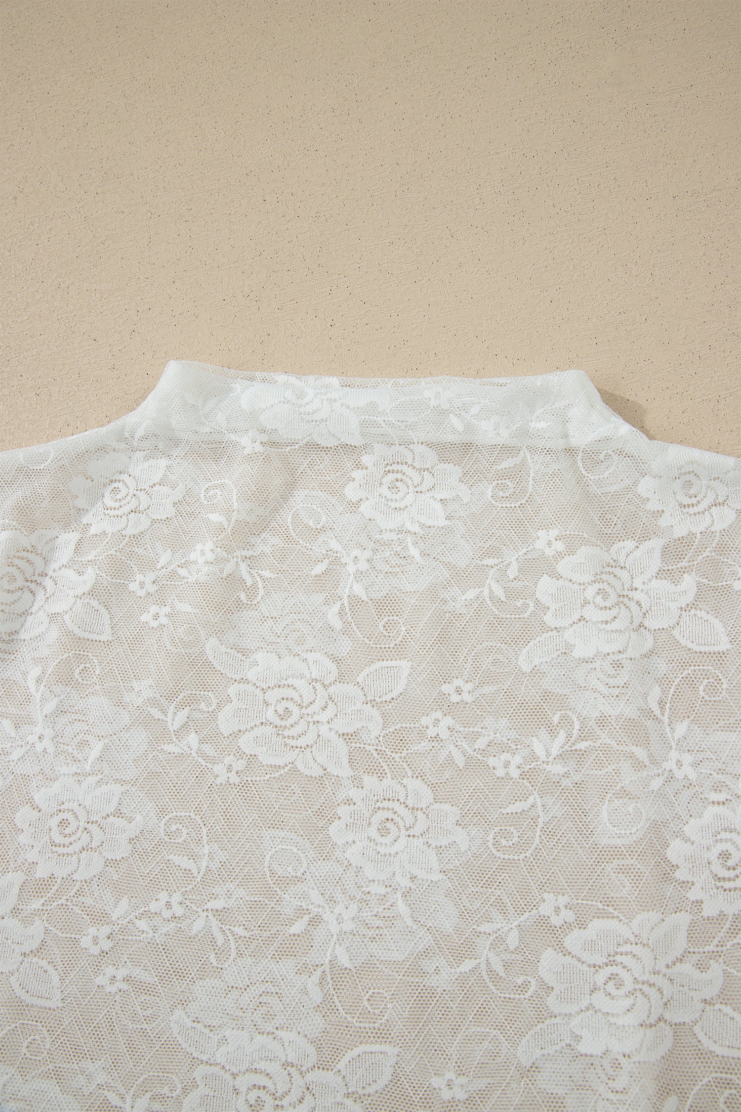 White Sheer Lace Round Neck T Shirt