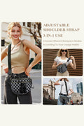 Dirty blue Canvas Checkerboard Pattern 27cm Compact Crossbody Bag