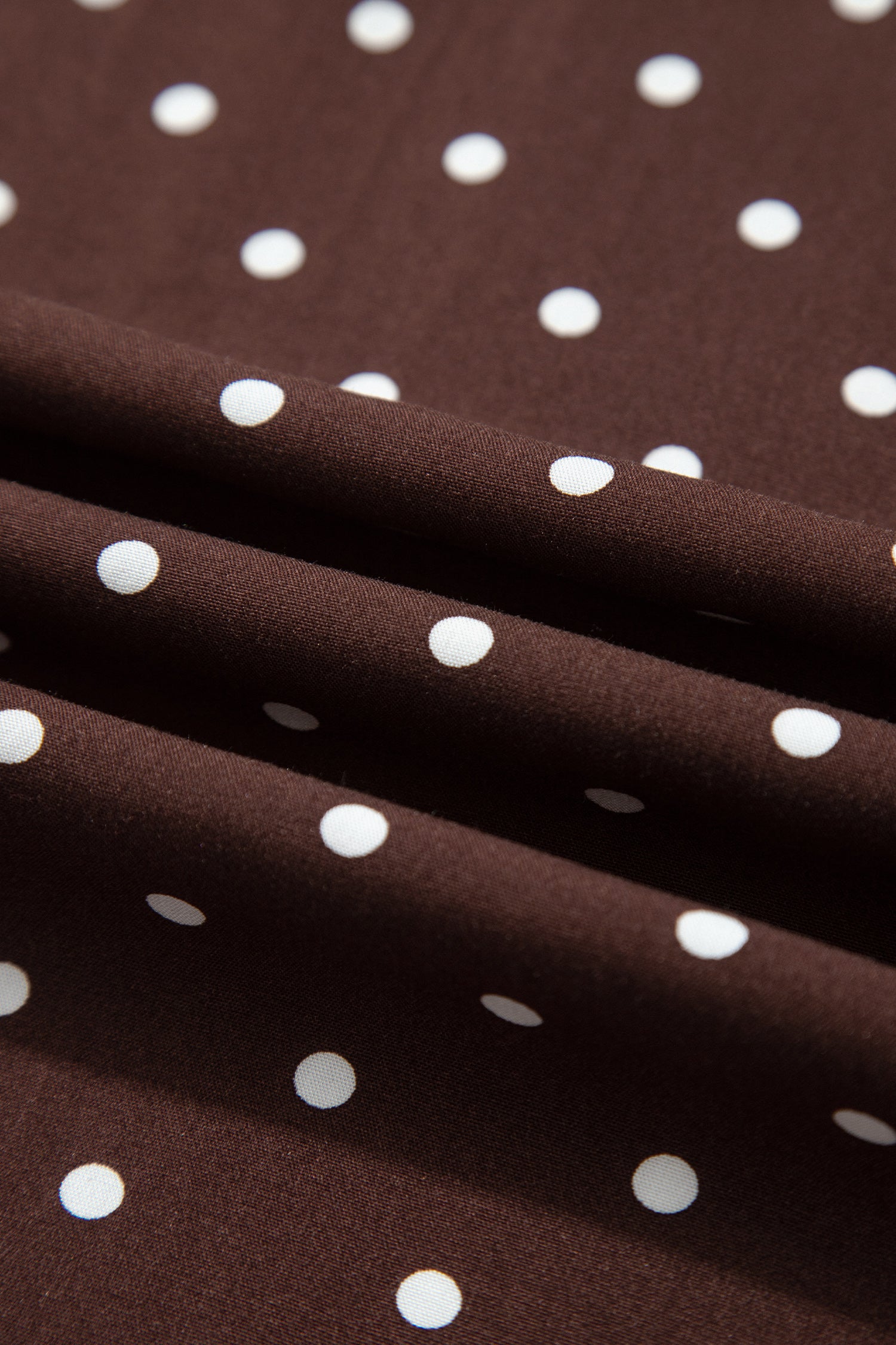 Brown Polka Dot Lace Hem Elegant Long Shift Skirt