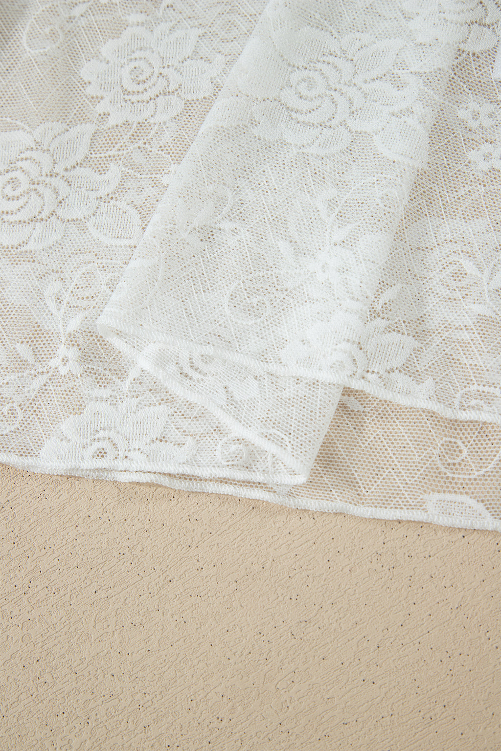 White Sheer Lace Round Neck T Shirt