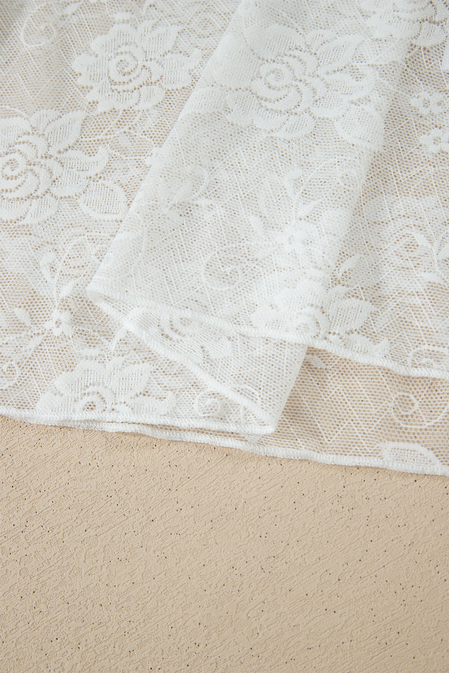 White Sheer Lace Round Neck T Shirt