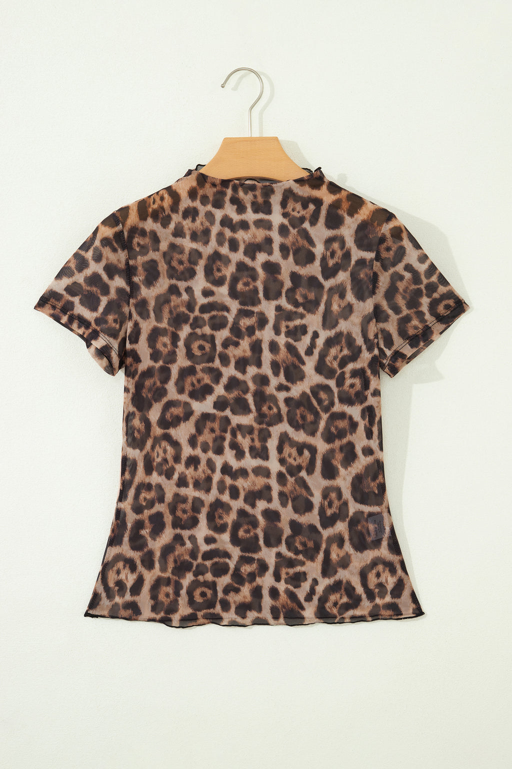 Brown Floral Printed Mesh Short Sleeve Top