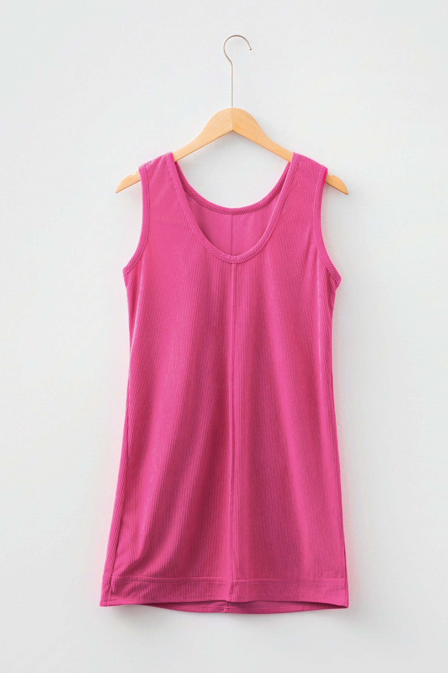 Black Corduroy Sleeveless Mini Dress With Patched Pockets