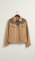 Faux suede jacket Western yoke detail
