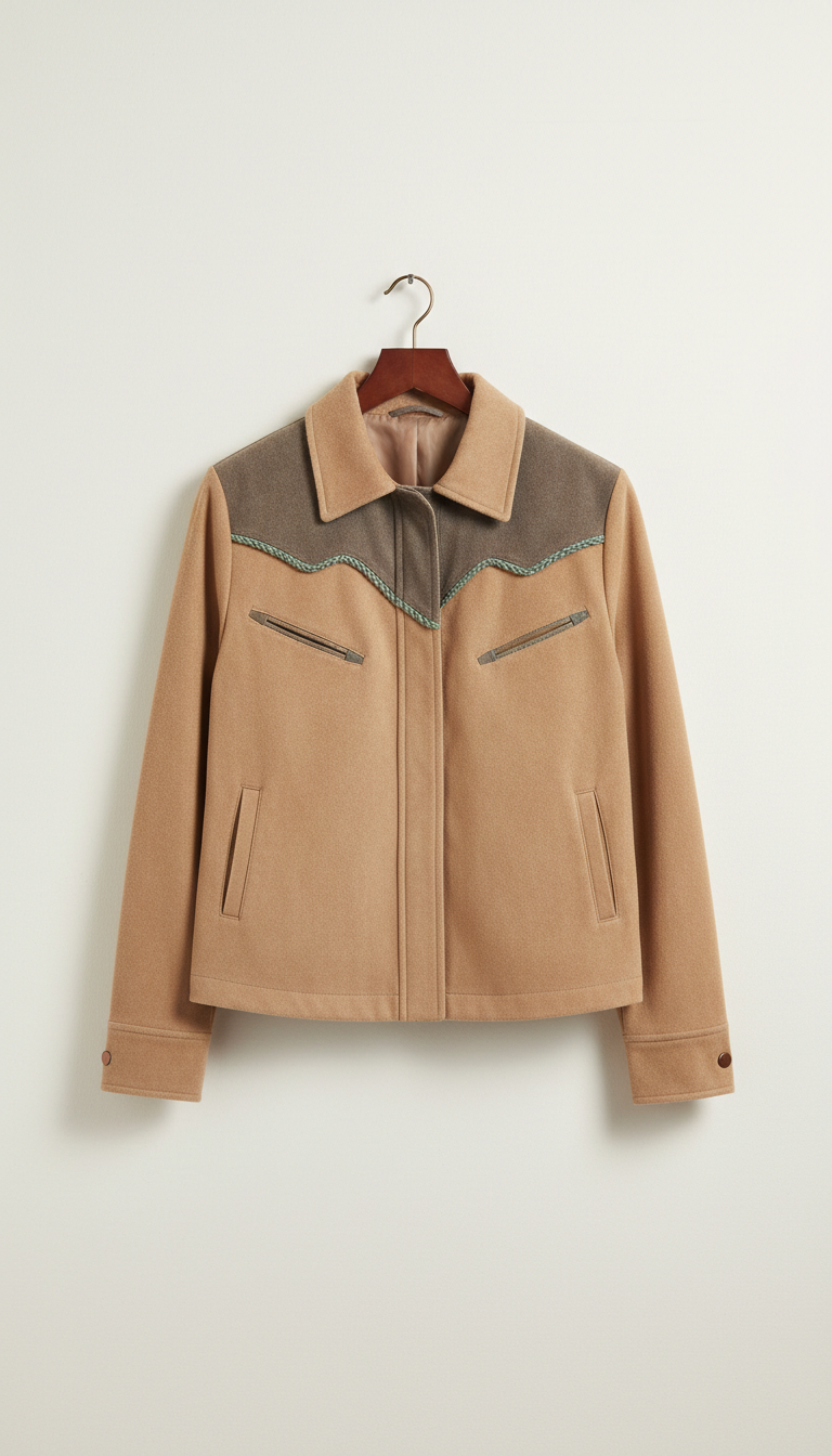 Faux suede jacket Western yoke detail
