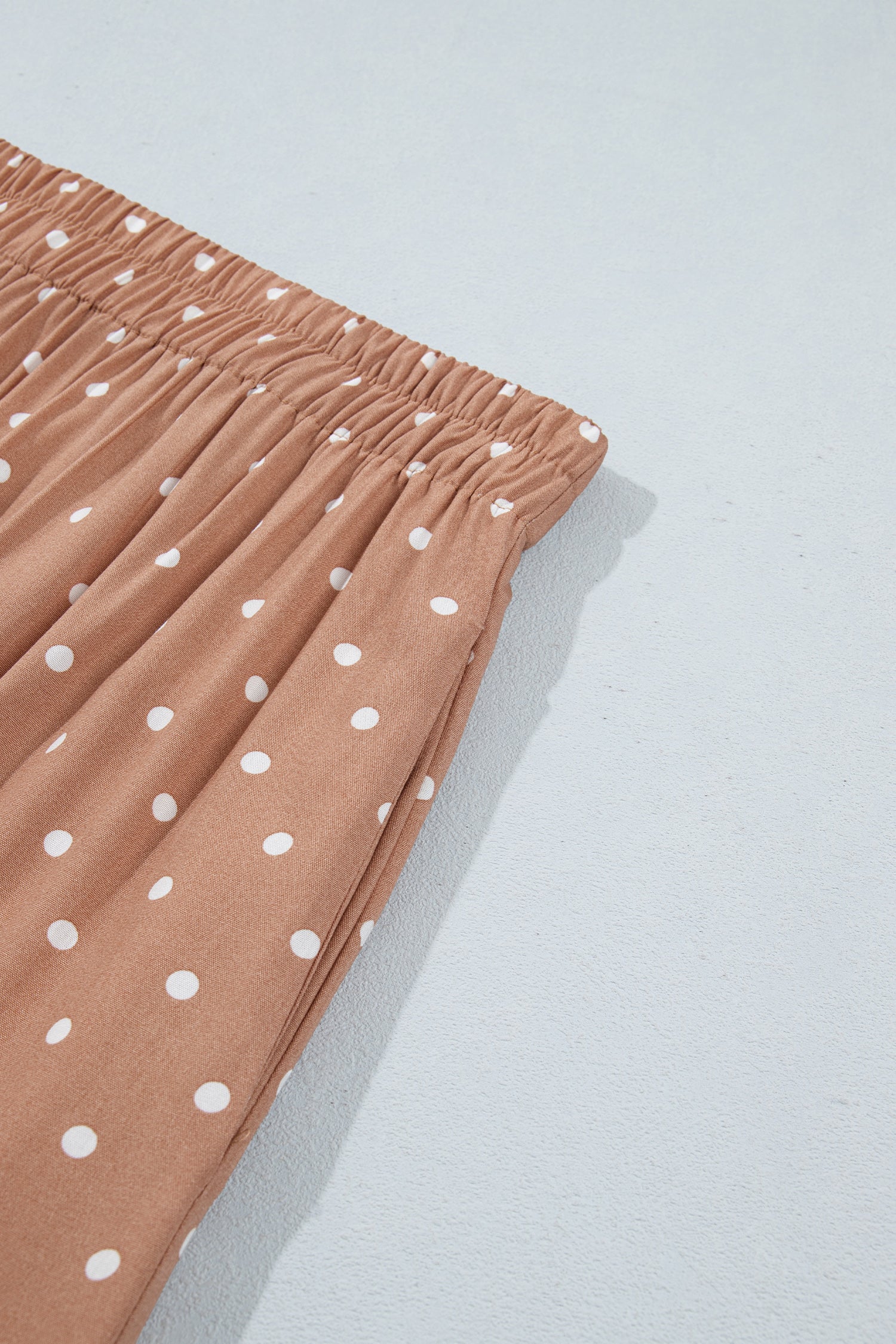 Brown Polka Dot Lace Hem Elegant Long Shift Skirt