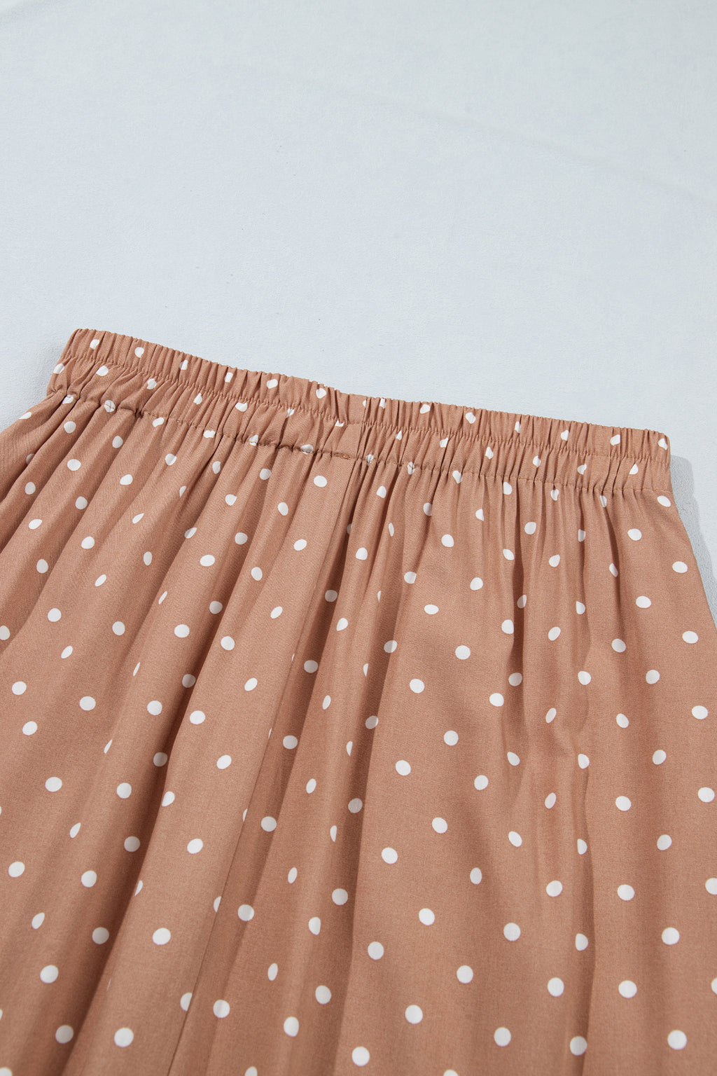 Brown Polka Dot Lace Hem Elegant Long Shift Skirt