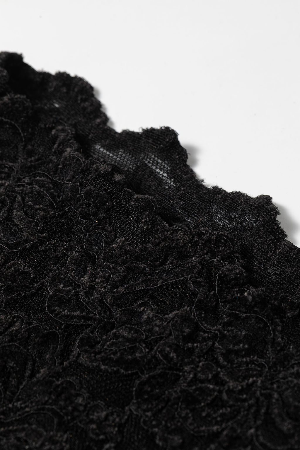 Black Elegant Stand Neck Lace Long Sleeve Top