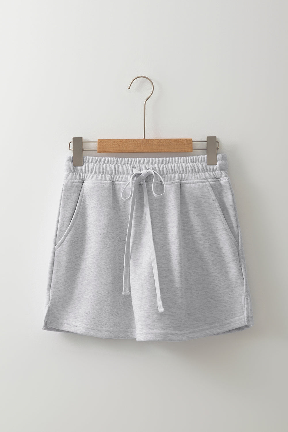 Black French Terry Drawstring Elastic Waistband Mini Skort with Pockets