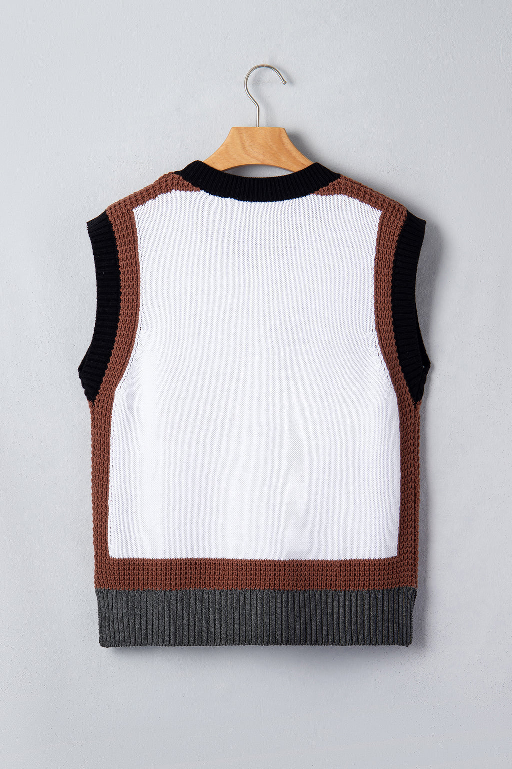 White Western Horse Head Colorblock Trim Sweater Vest