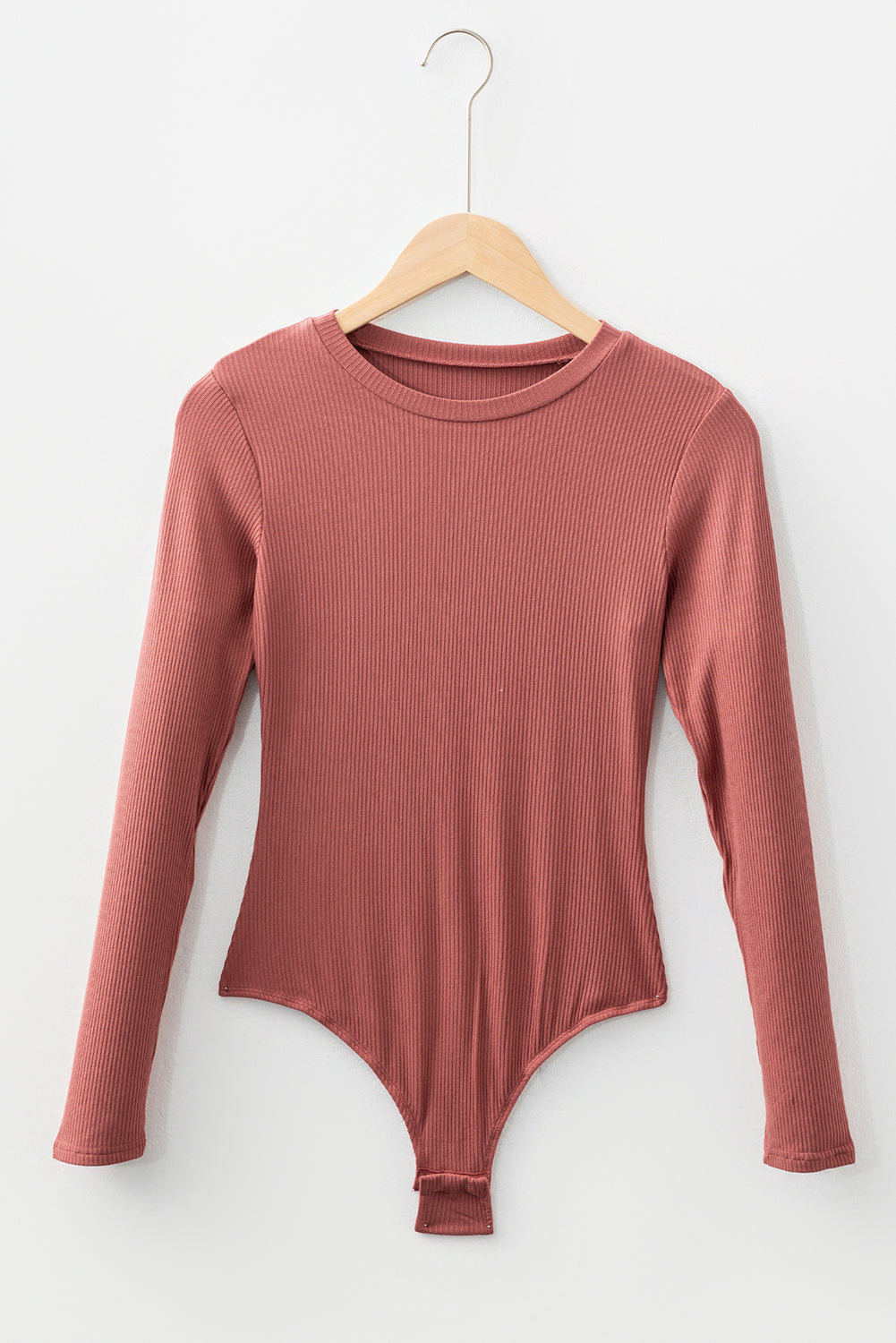 Dearlovers Black Ribbed Long Sleeve Crew Neck Solid Color Bodysuit