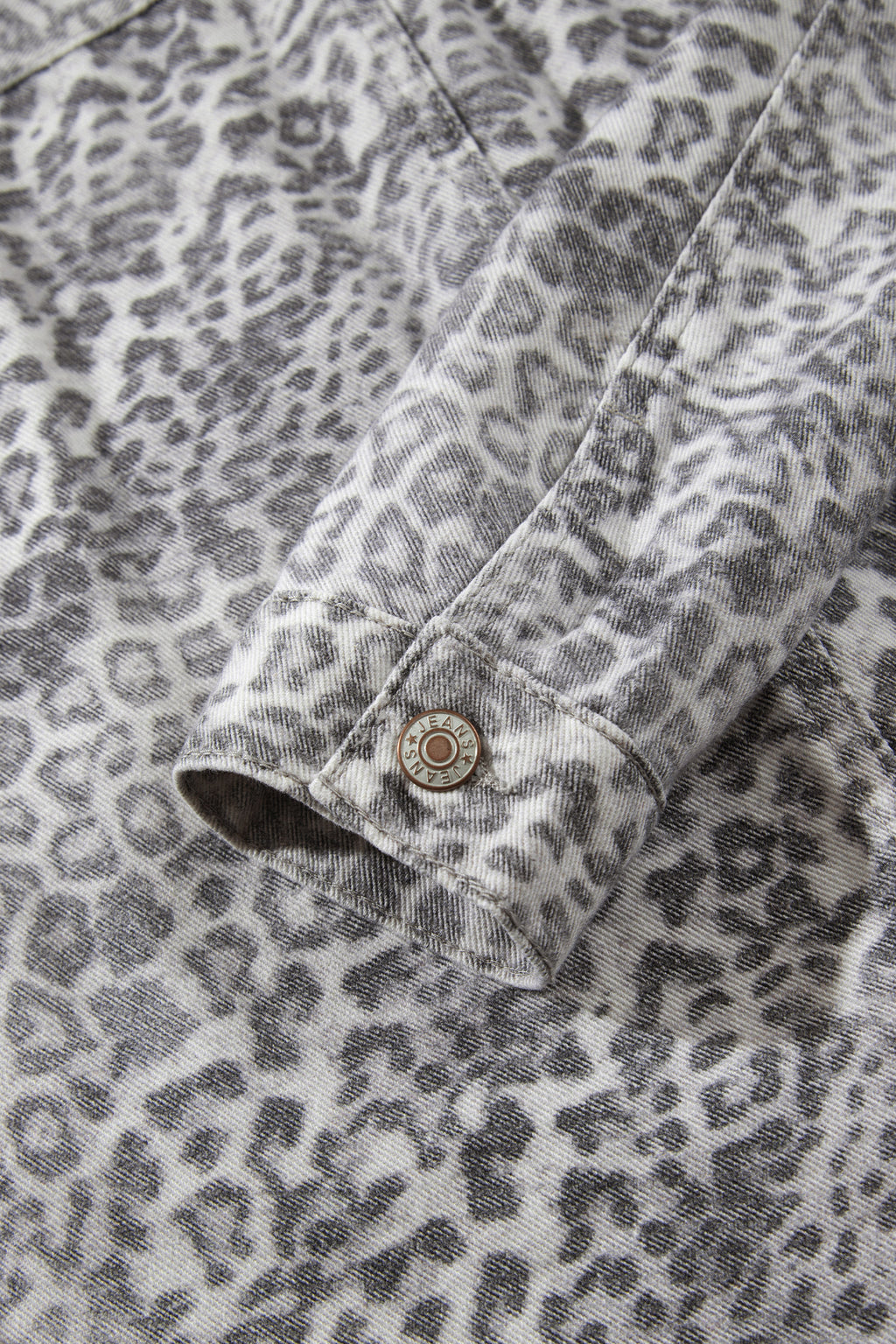 Khaki Leopard Print Studded Collar Studded Patch Pocket Denim Jacket