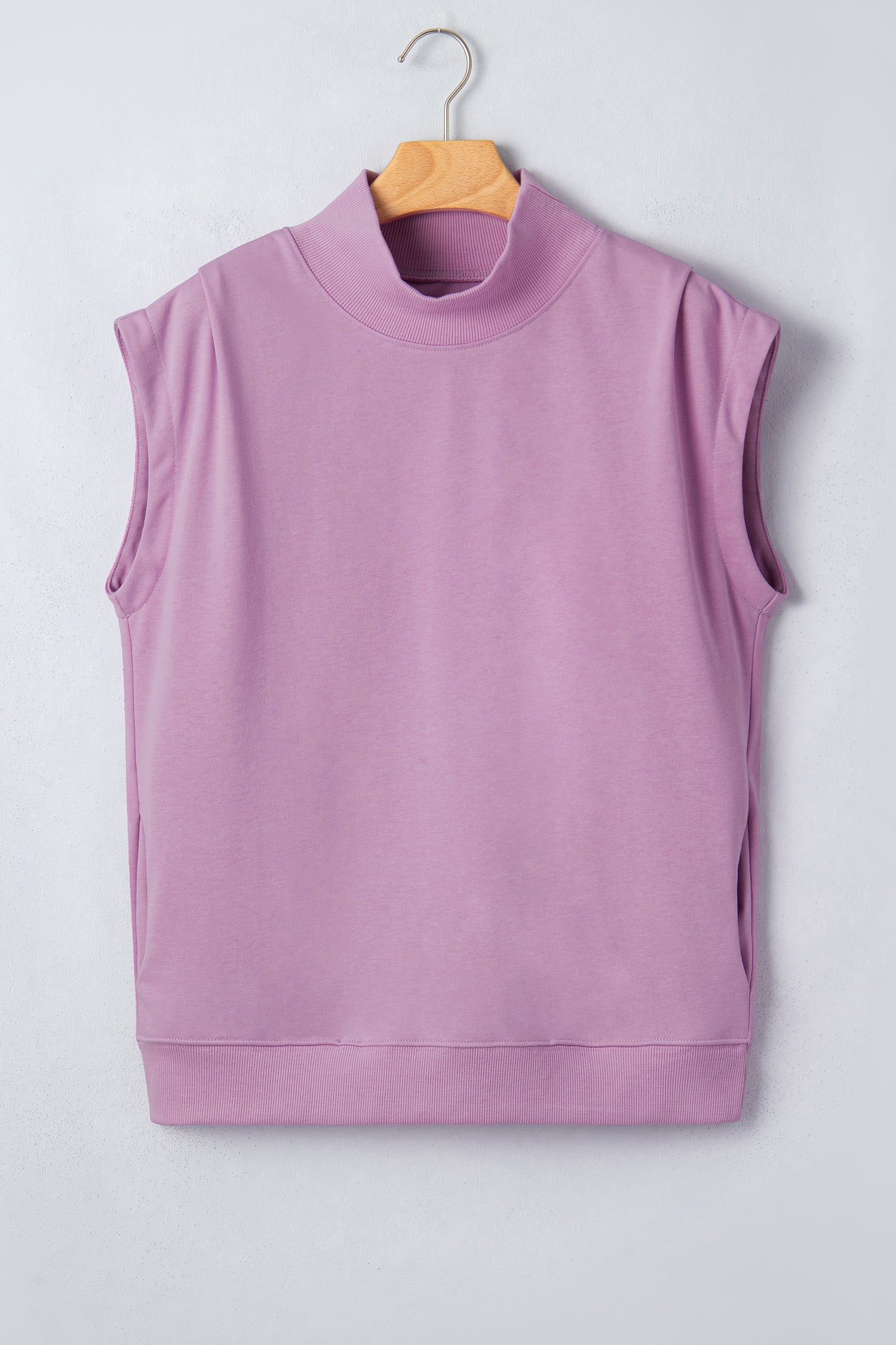 White Solid Color High Neck Cap Sleeve Loose Top