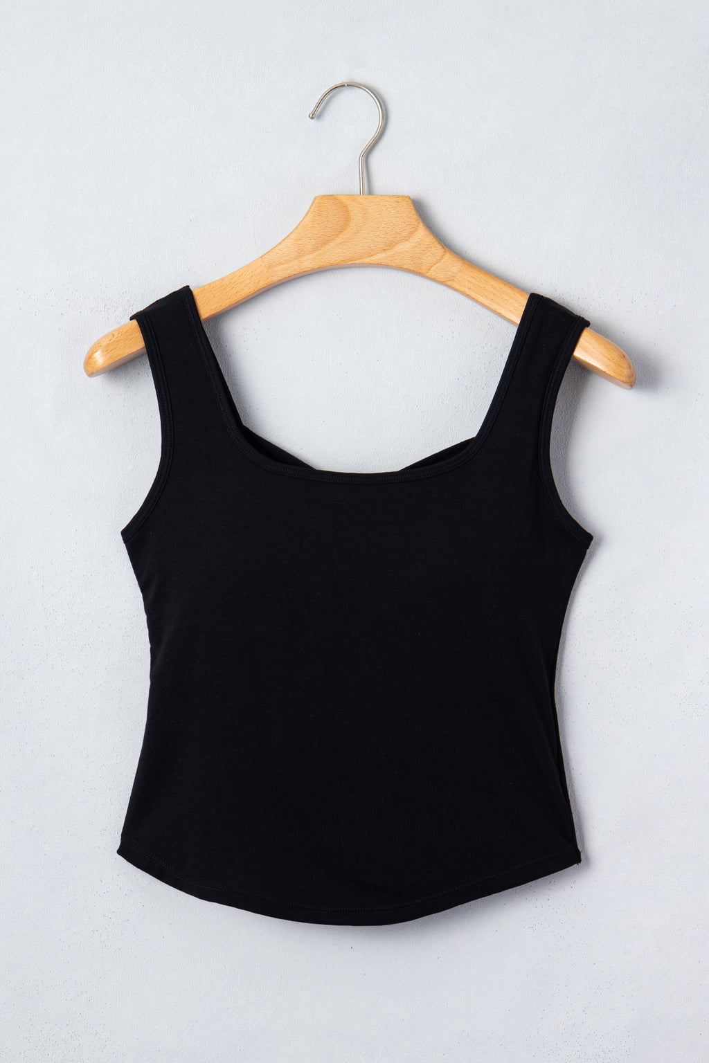 Black Twisted Cross Back Sleeveless U Neck Bra Insert Tank Top