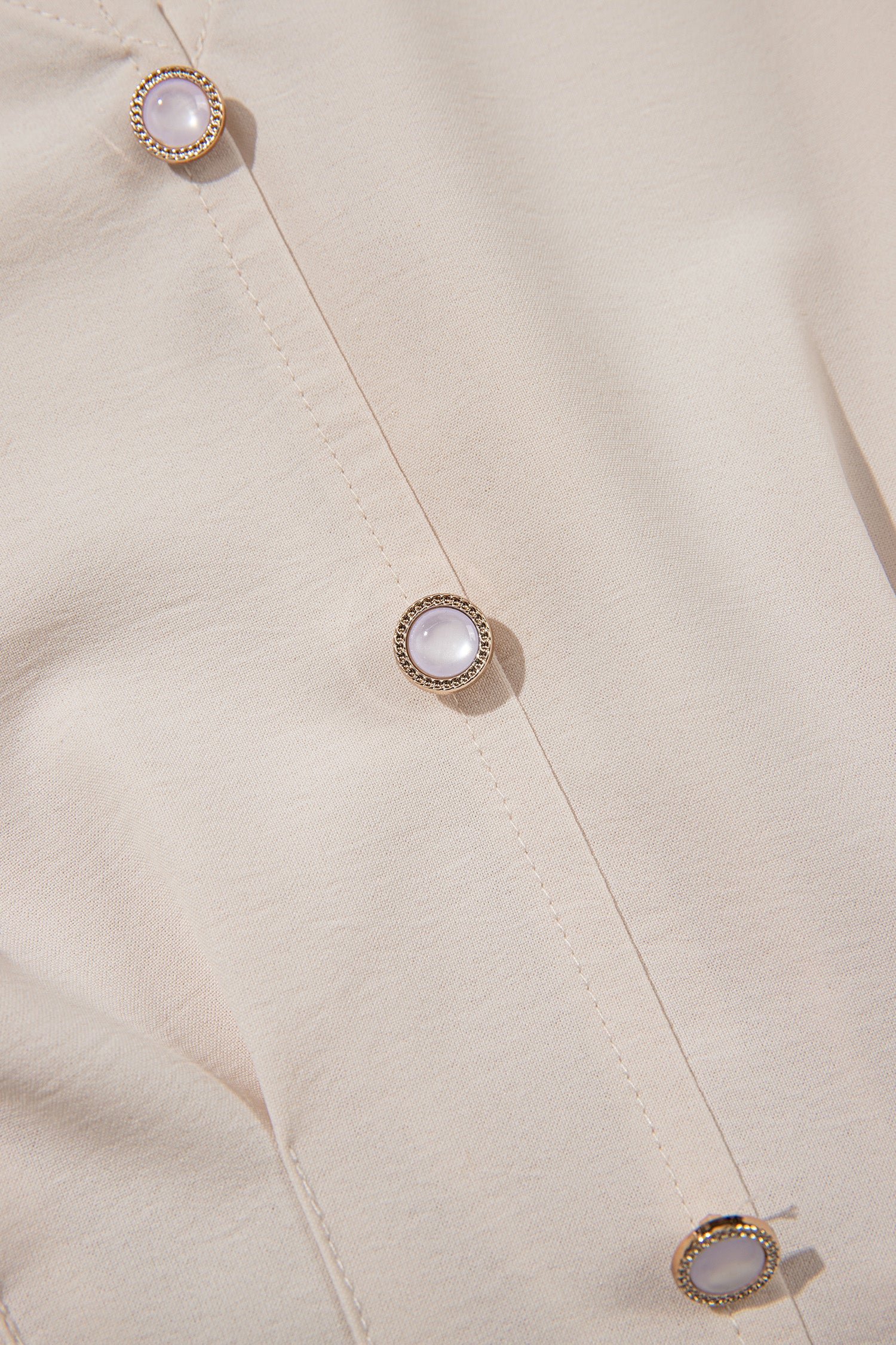 Oatmeal V Neck Long Sleeve Smocked Waist Elegant Blouse