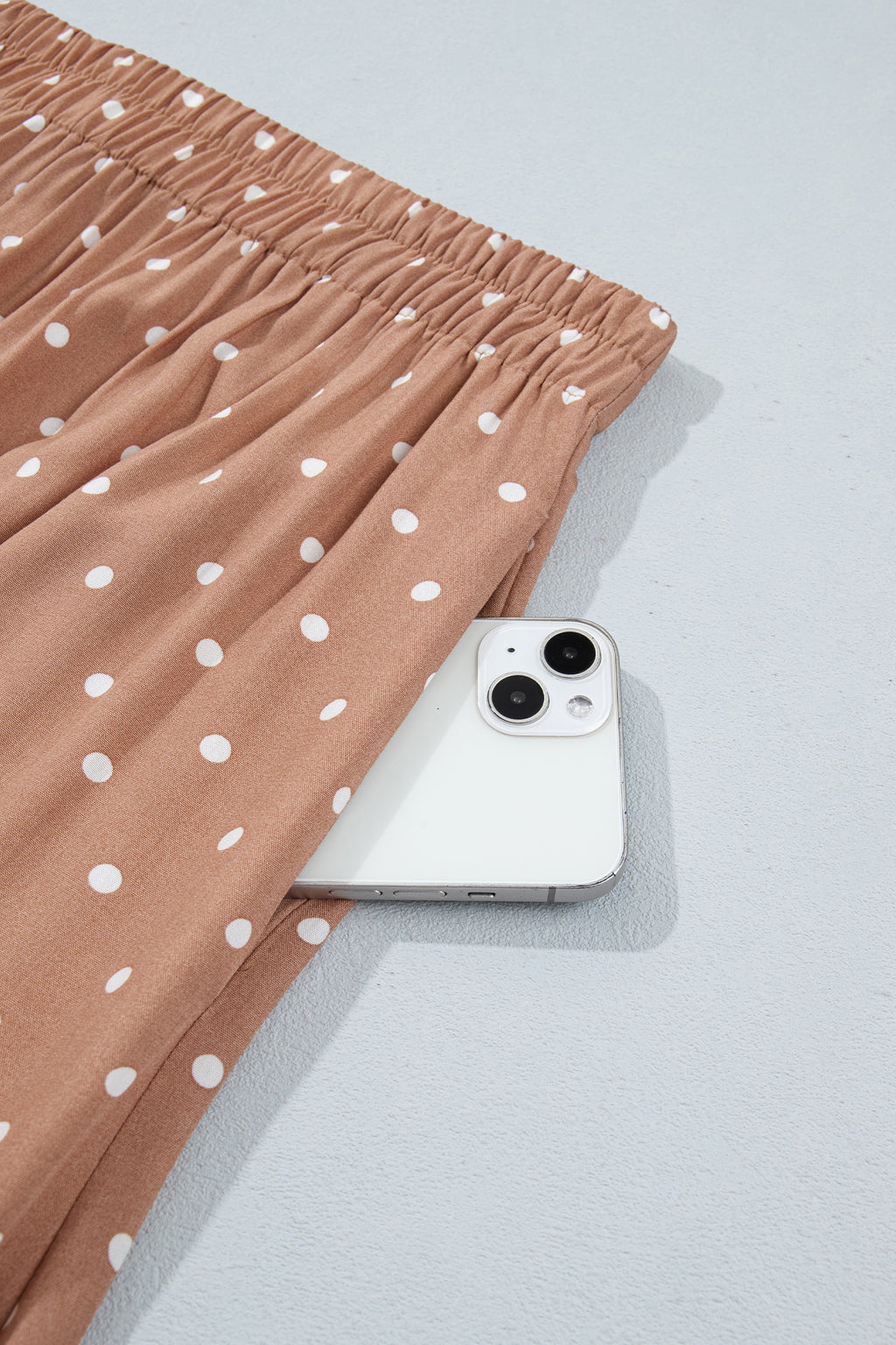 Brown Polka Dot Lace Hem Elegant Long Shift Skirt