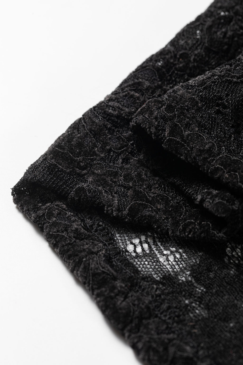 Black Elegant Stand Neck Lace Long Sleeve Top
