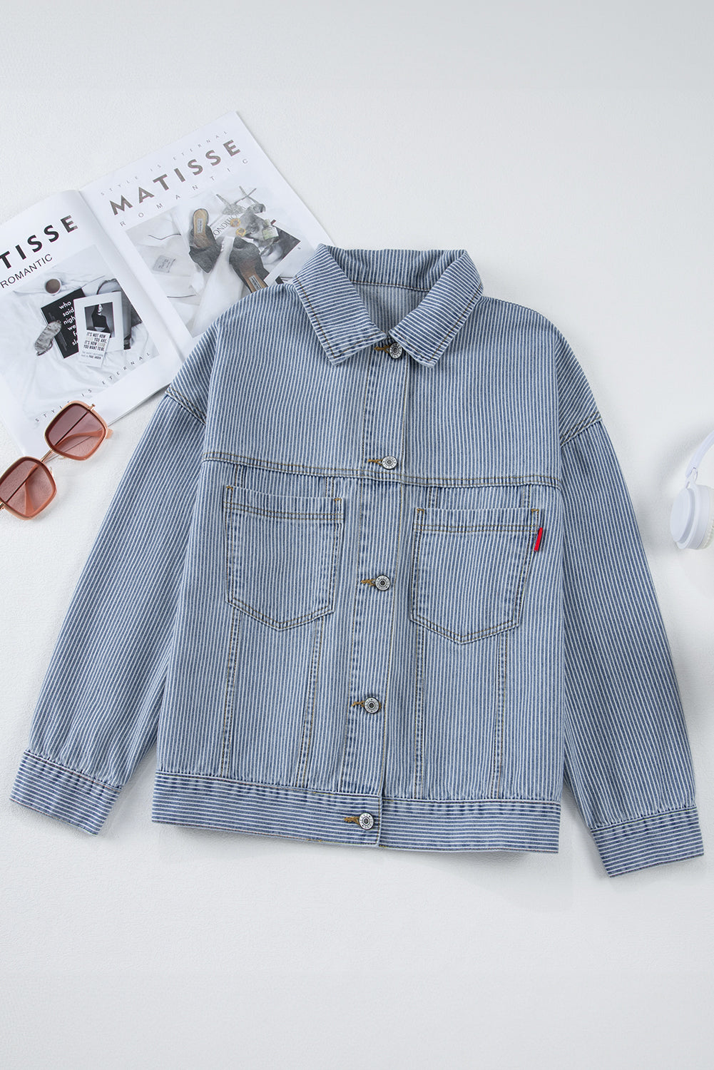 Black Washed Oversize Pocketed Denim Jacket